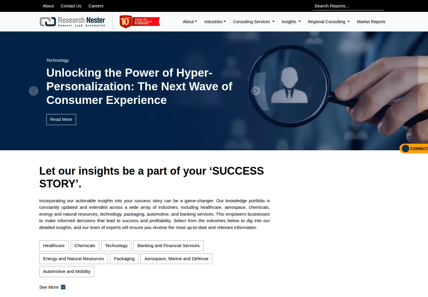 Screenshot of researchnester.com