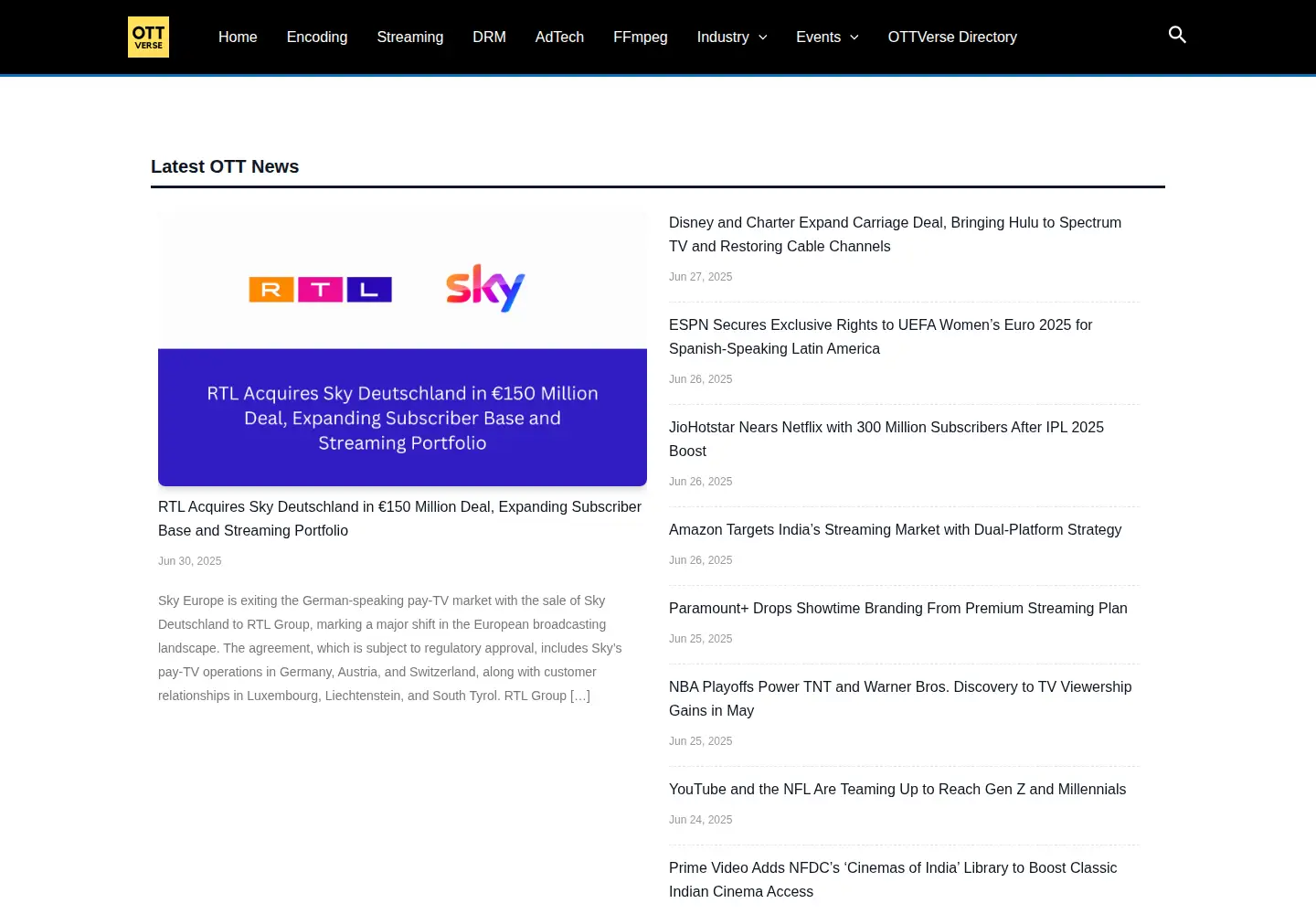 Screenshot of ottverse.com