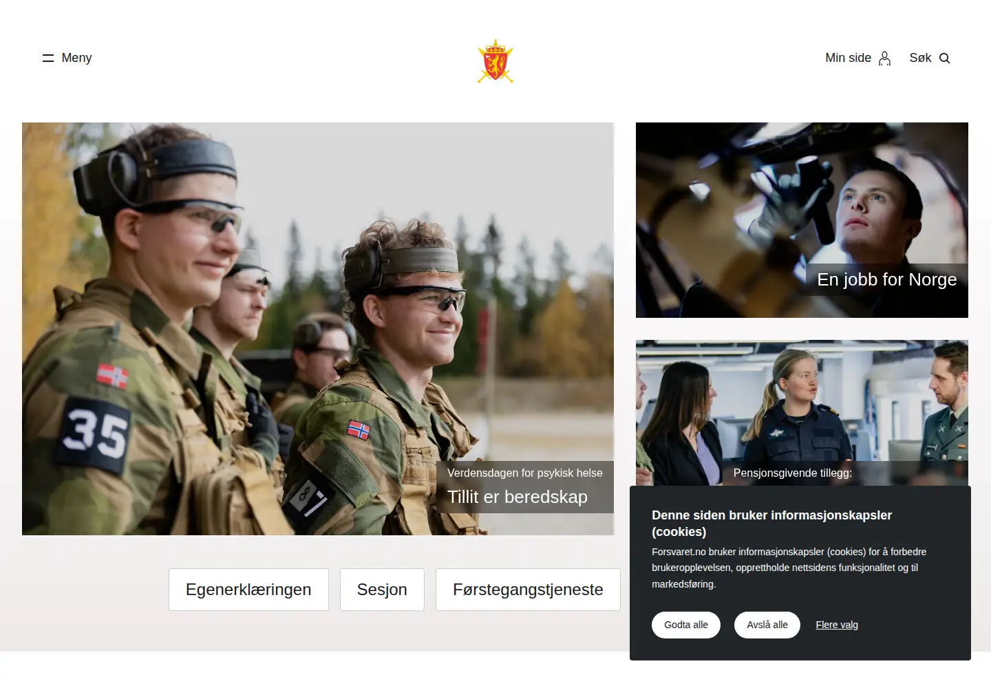 Captured homepage of forsvaret.no in the current scan