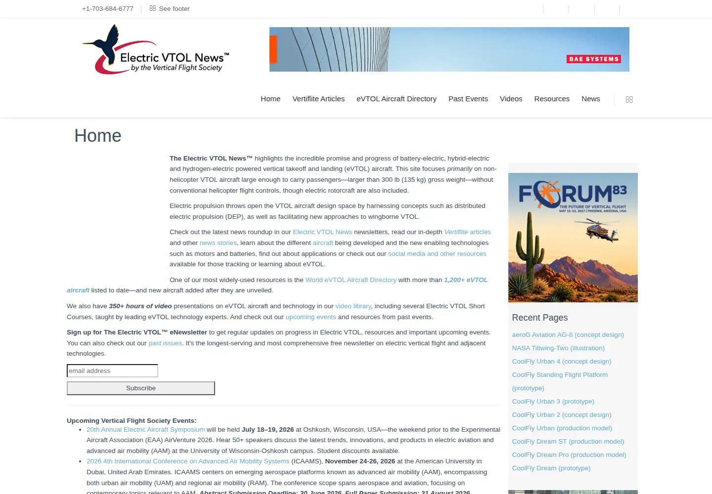 Screenshot of evtol.news