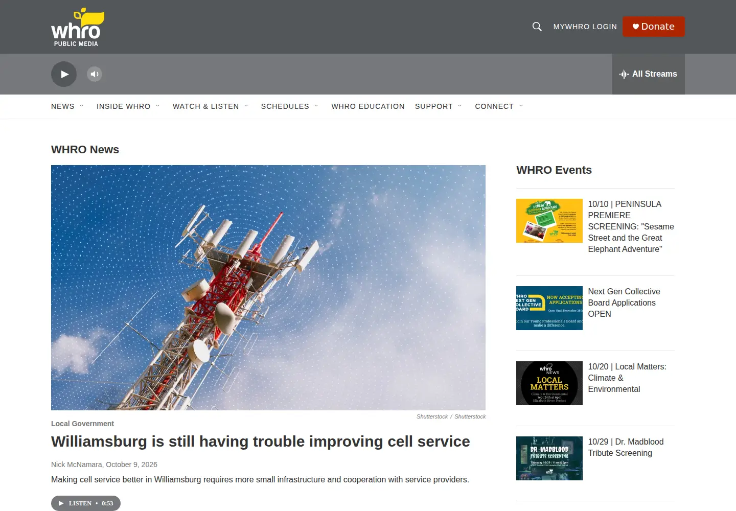 Screenshot of whro.org