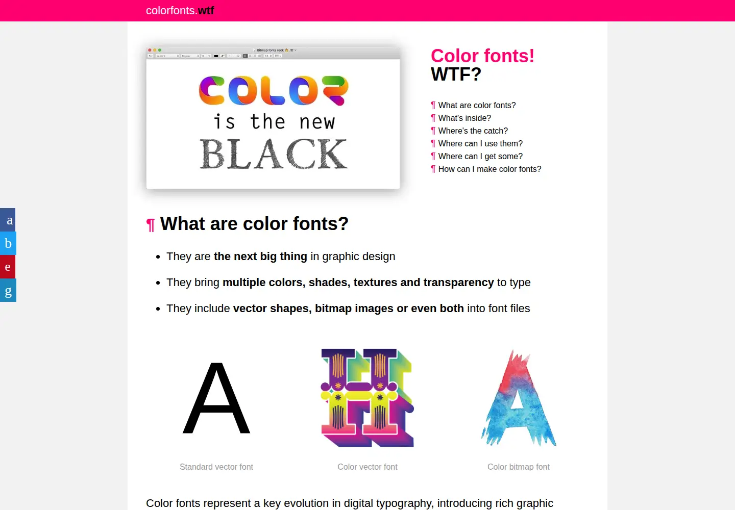 Screenshot of colorfonts.wtf