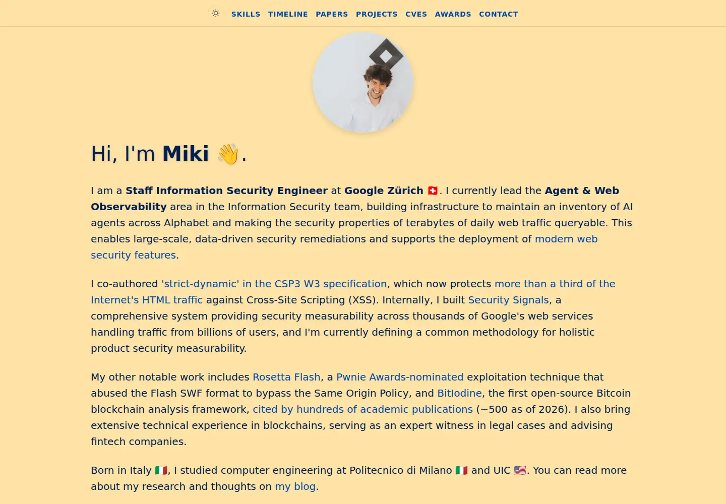 Captured homepage of miki.it in the current scan