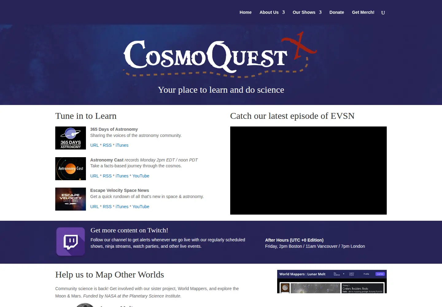 Screenshot of cosmoquest.org