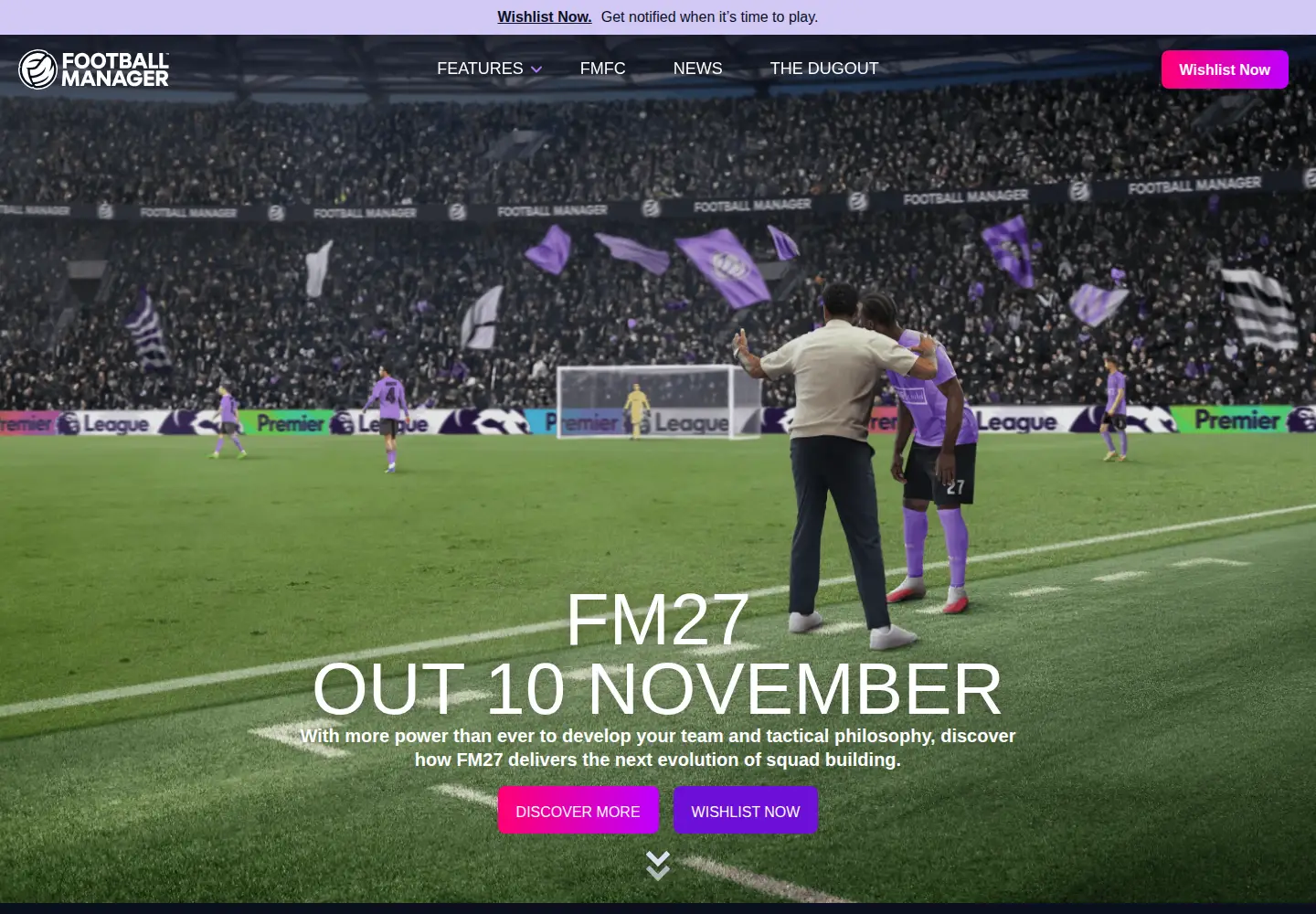 Captured homepage of footballmanager.com in the current scan