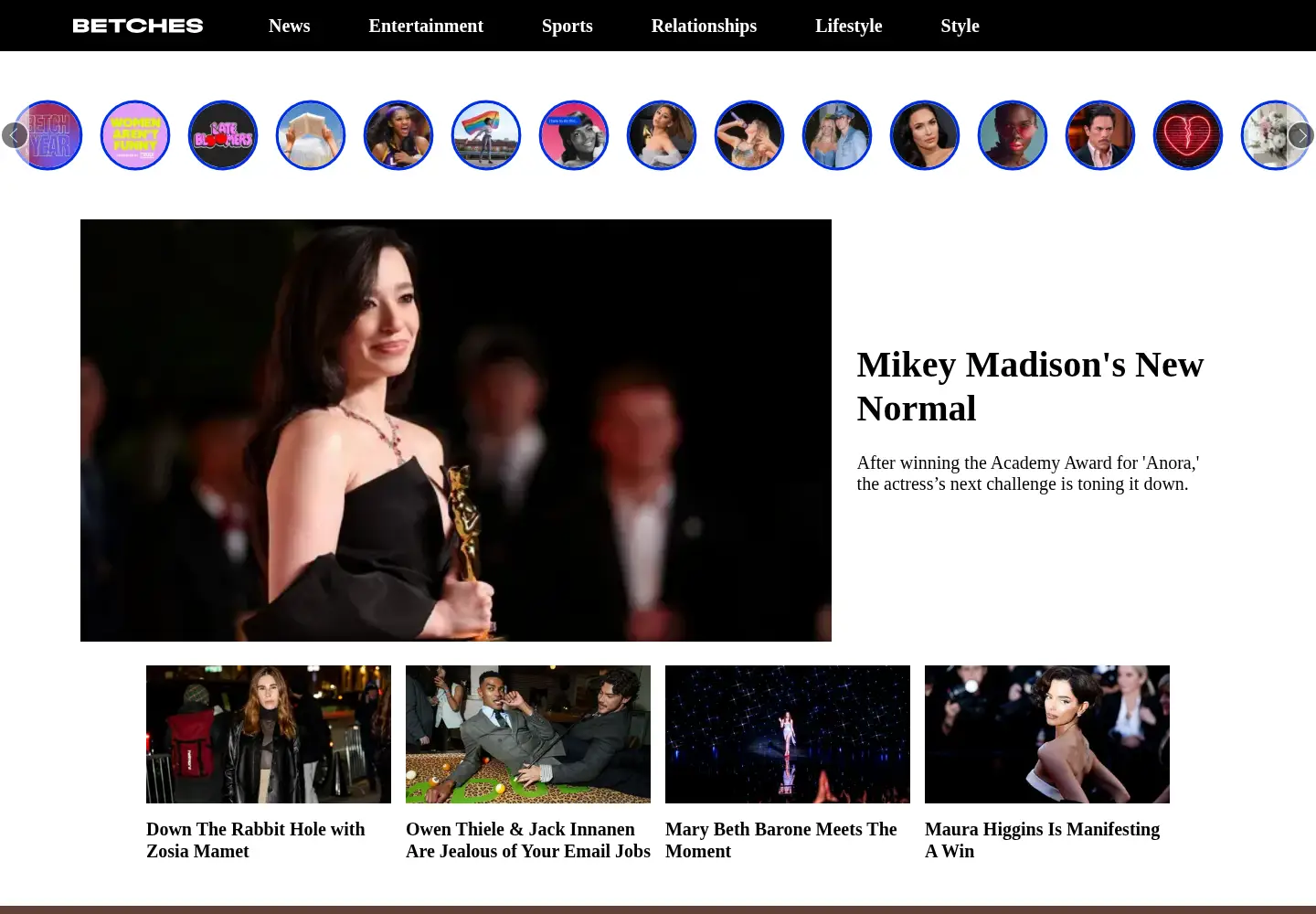 Captured homepage of betches.com in the current scan