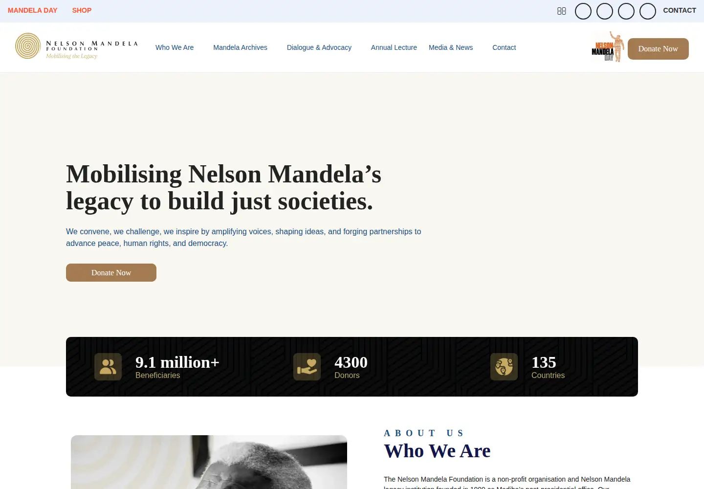 Screenshot of nelsonmandela.org