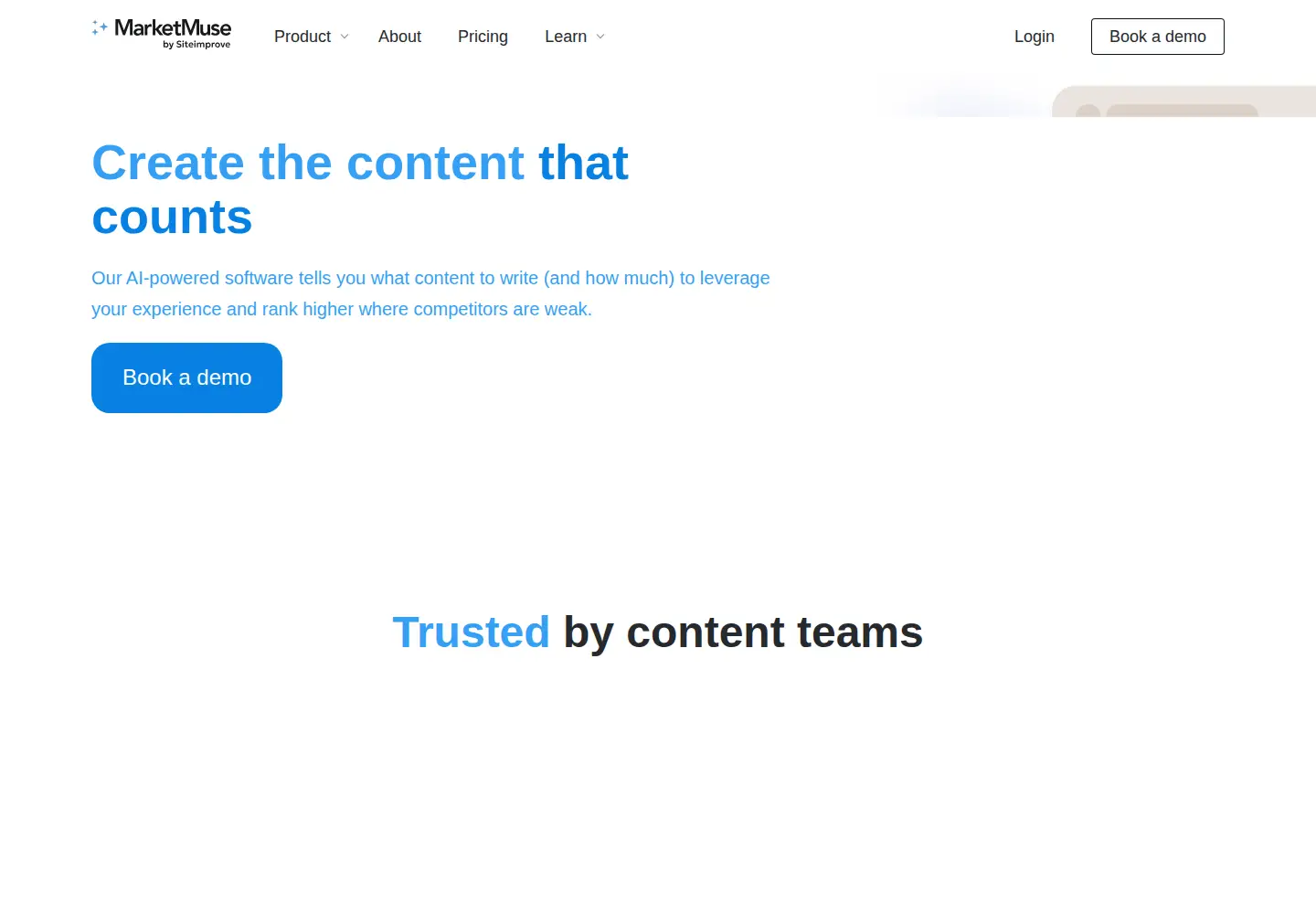 Screenshot of marketmuse.com