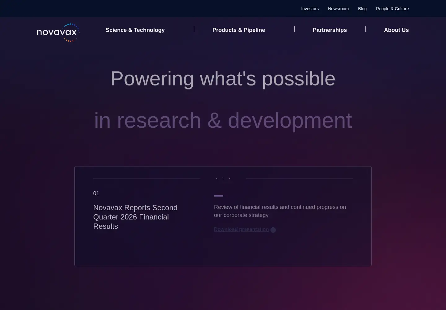 Screenshot of novavax.com
