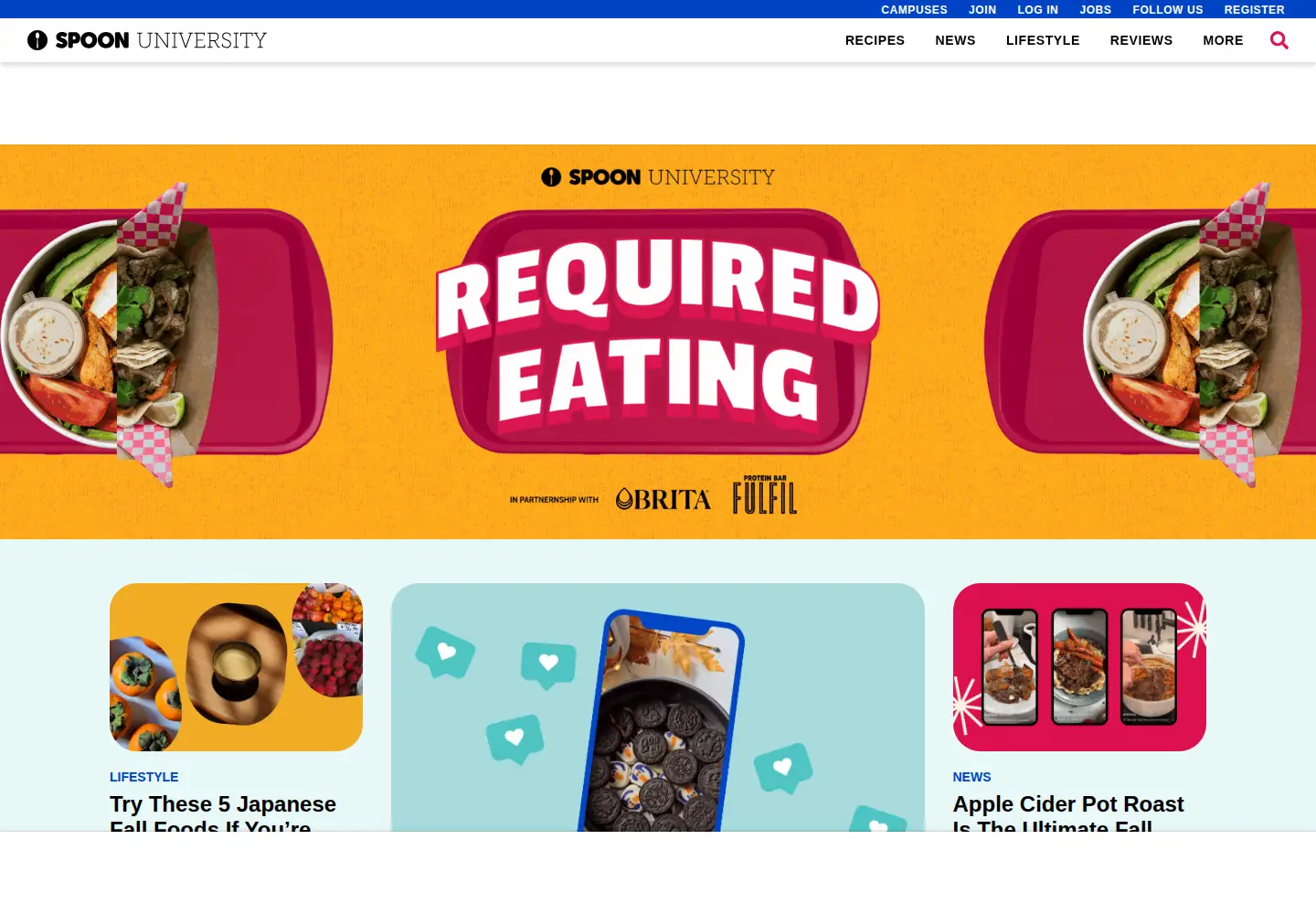 Captured homepage of spoonuniversity.com in the current scan