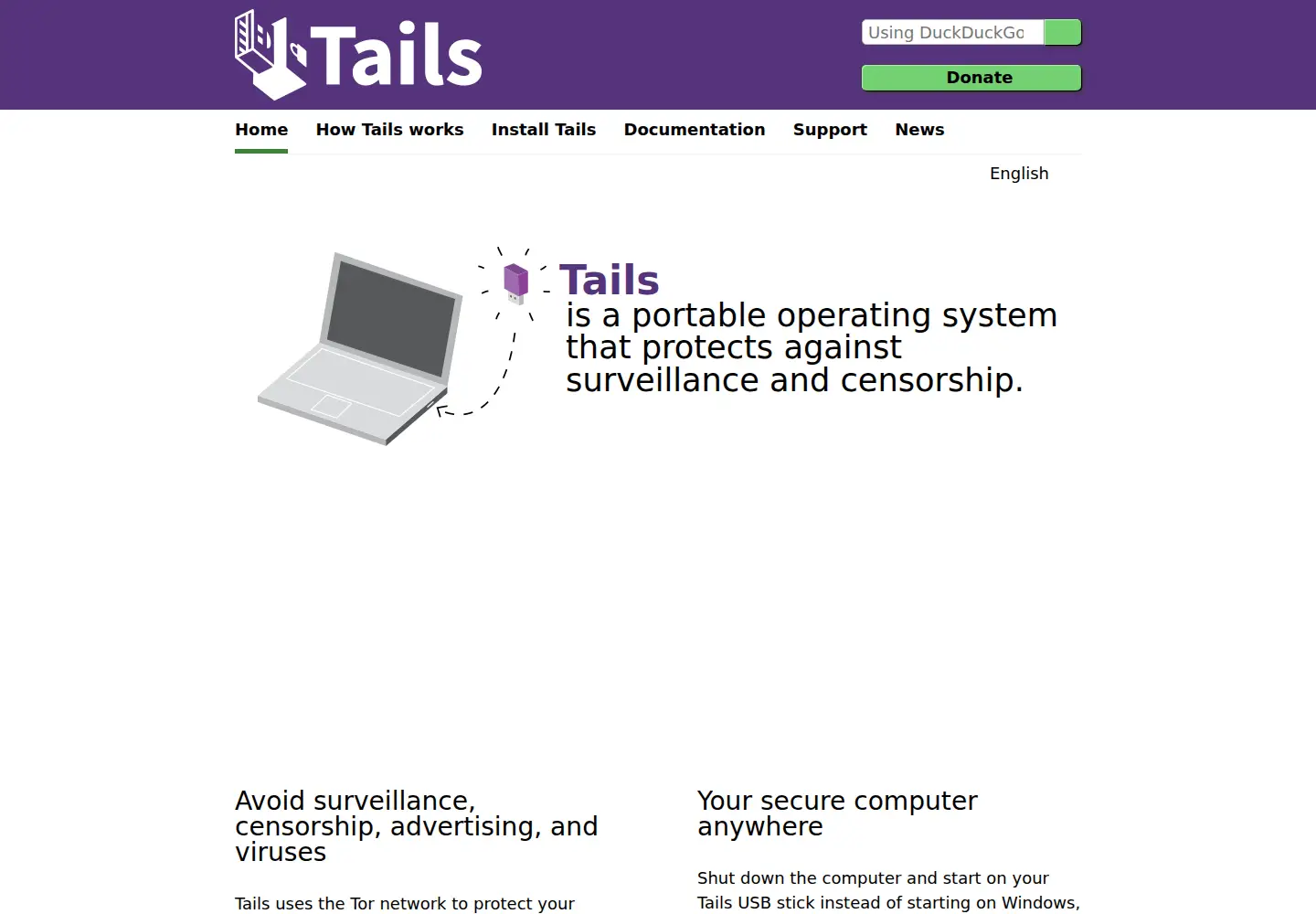 Screenshot of tails.net