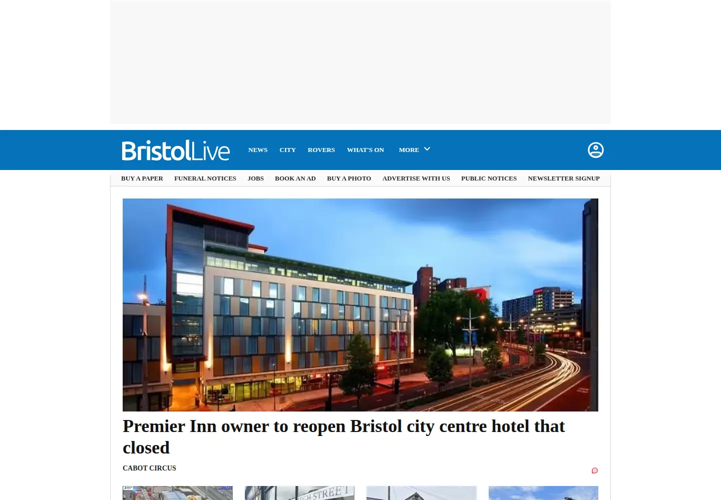 Captured homepage of bristolpost.co.uk in the current scan