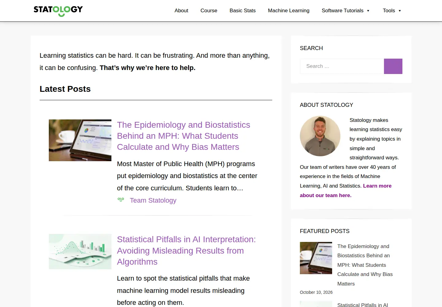 Screenshot of statology.org