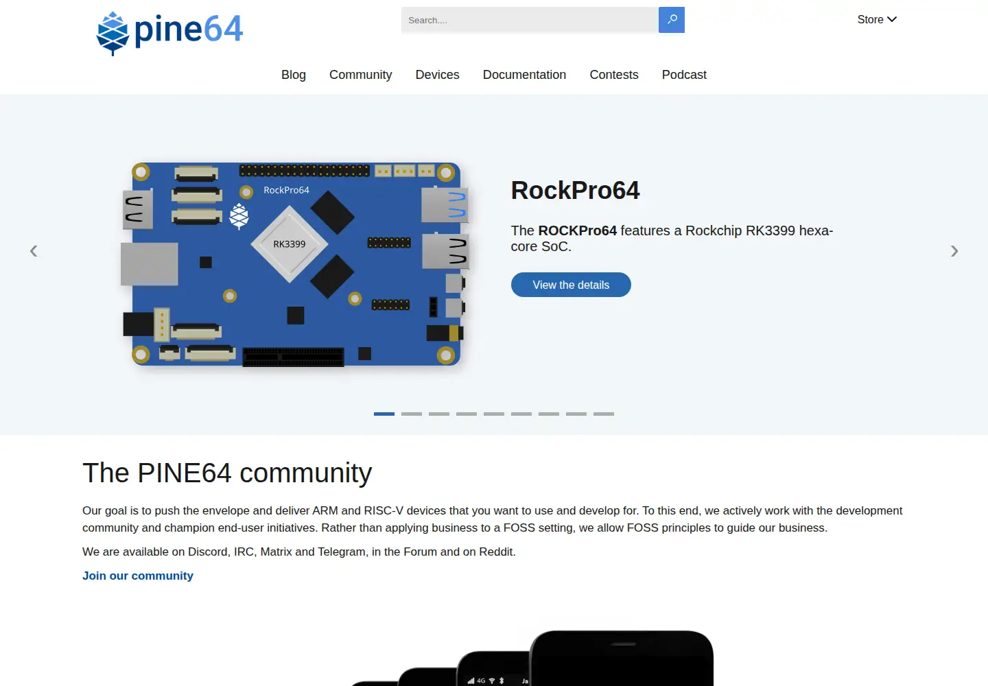 Screenshot of pine64.org