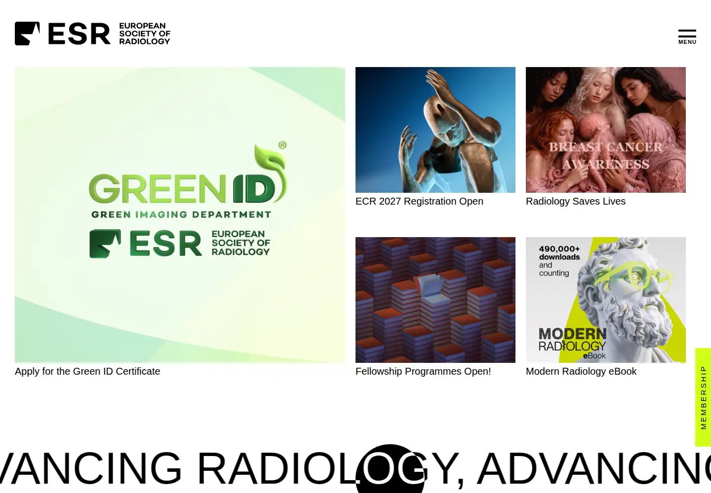Captured homepage of myesr.org in the current scan