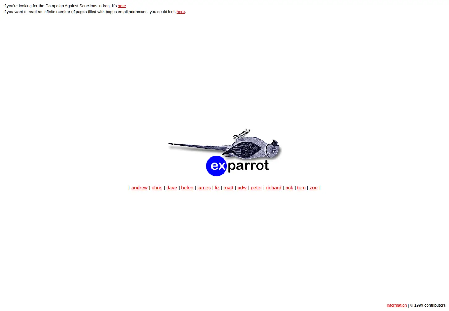 Screenshot of ex-parrot.com