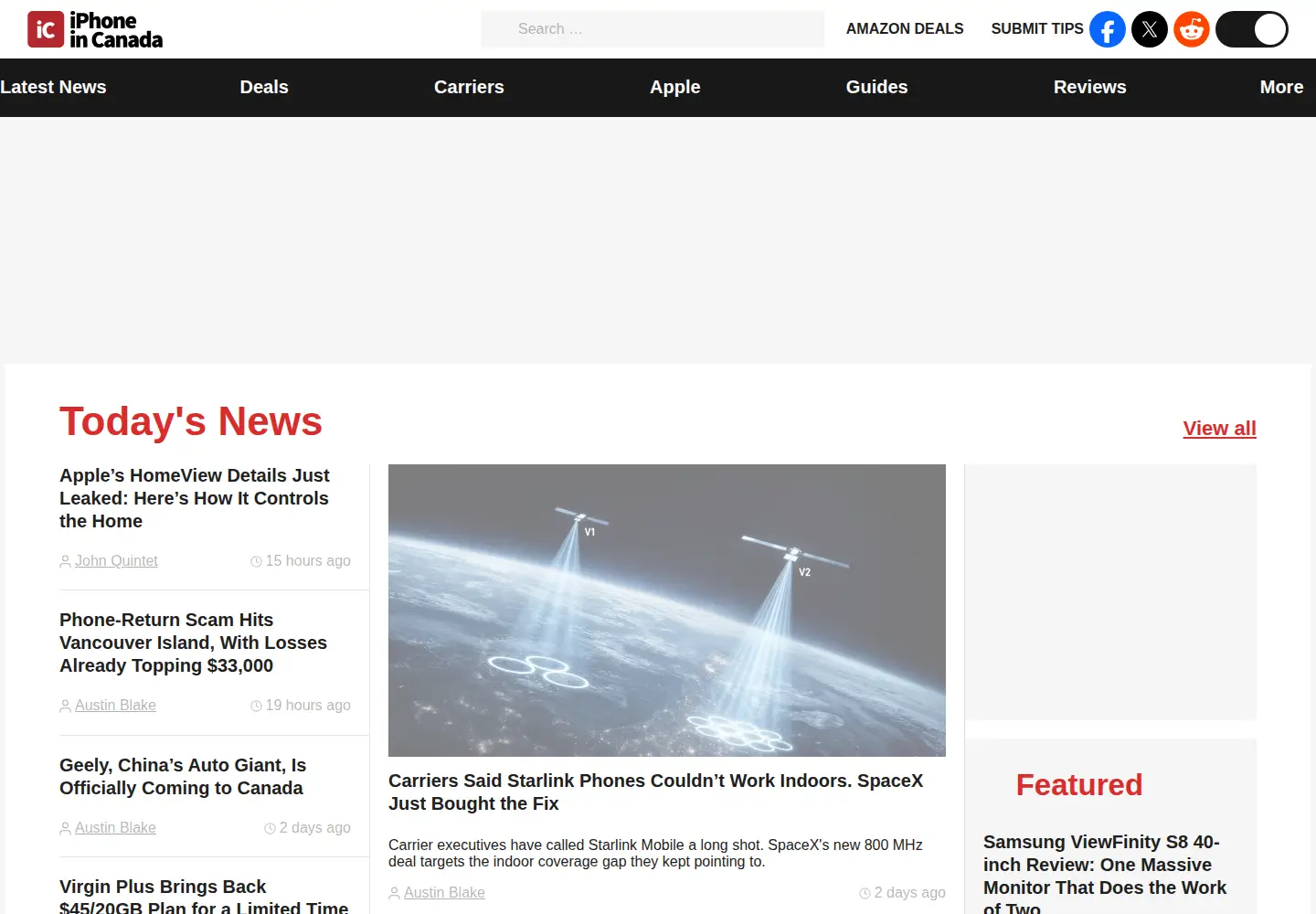Captured homepage of iphoneincanada.ca in the current scan