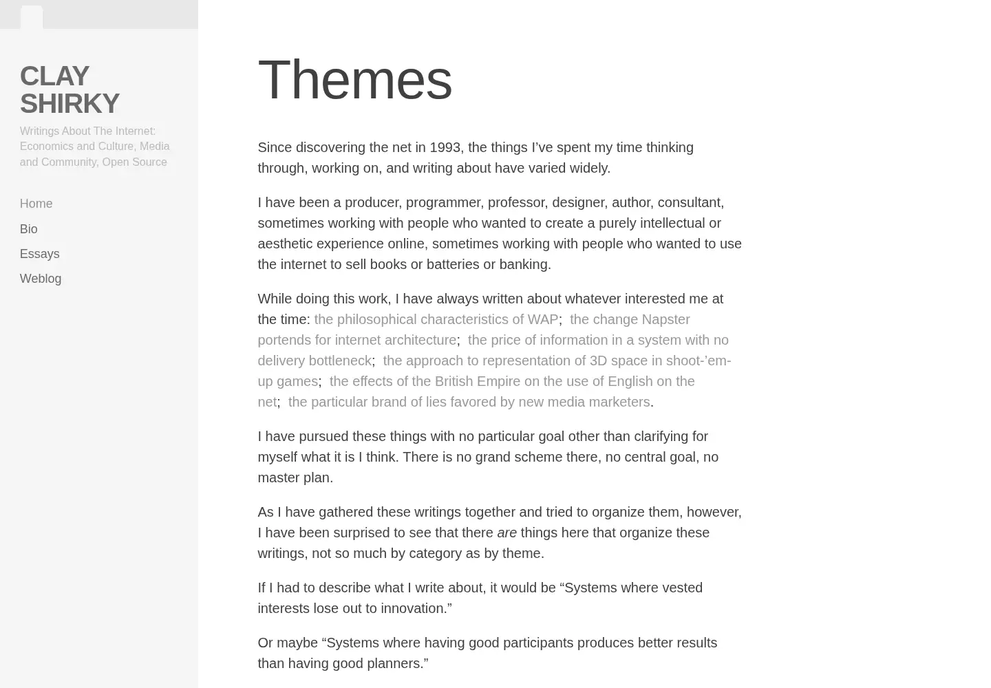 Screenshot of shirky.com
