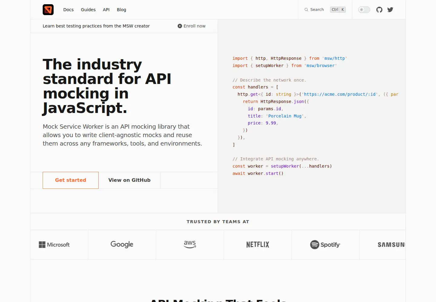 Screenshot of mswjs.io