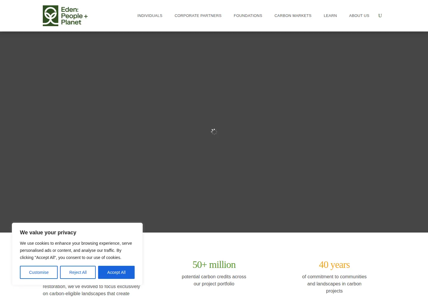 Screenshot of edenprojects.org