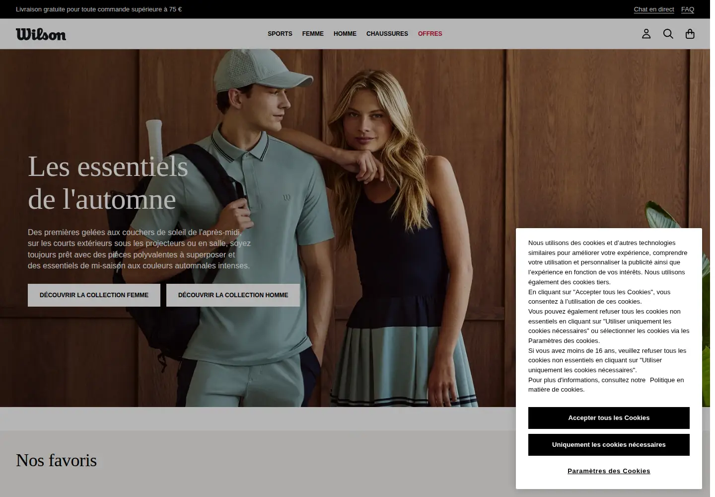 Screenshot of wilson.com