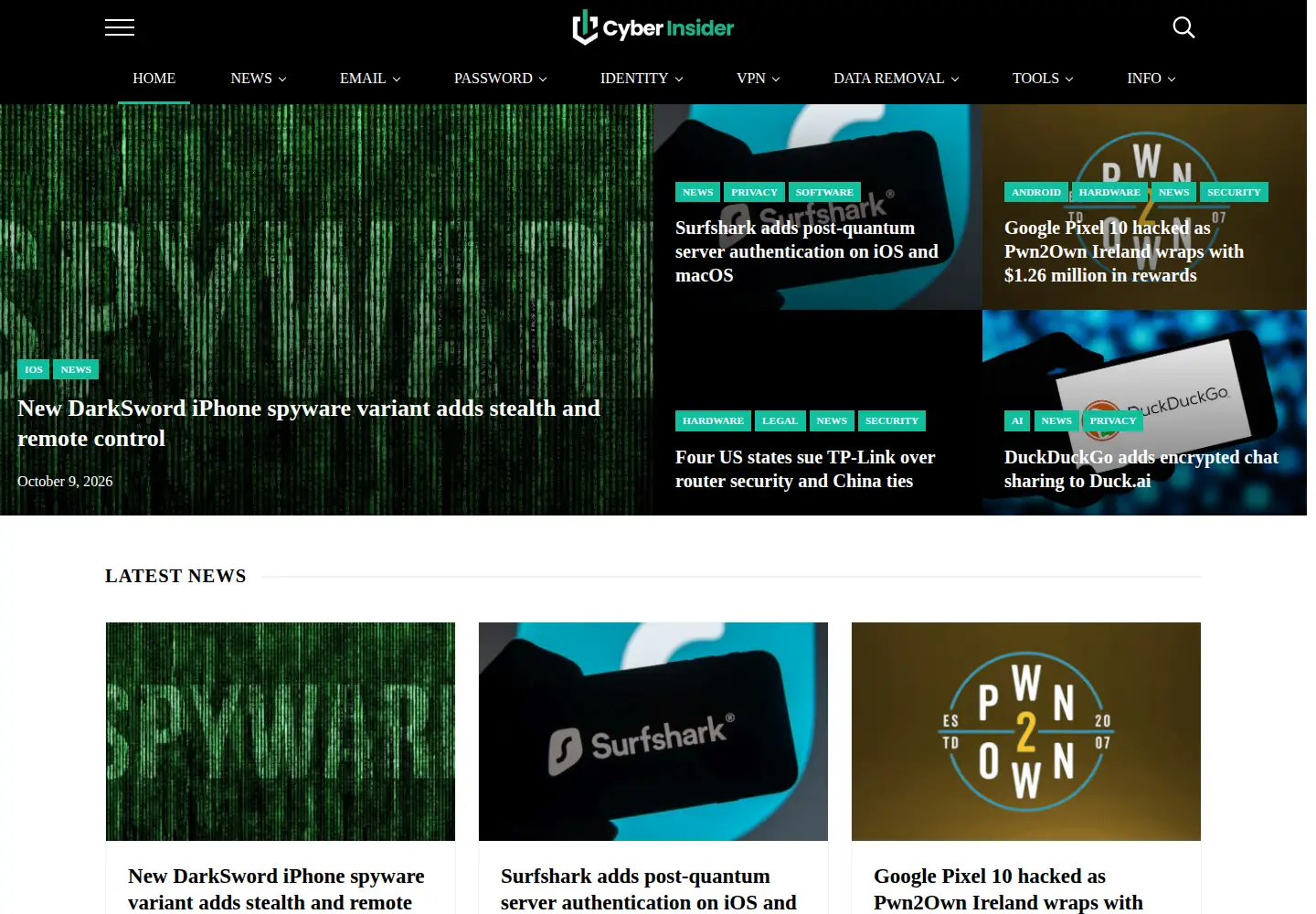 Screenshot of cyberinsider.com