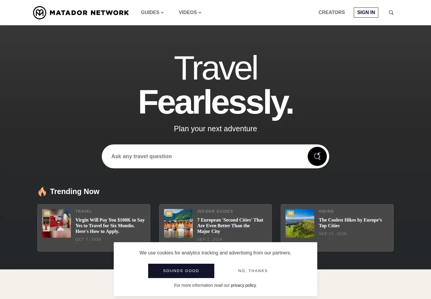 Screenshot of matadornetwork.com