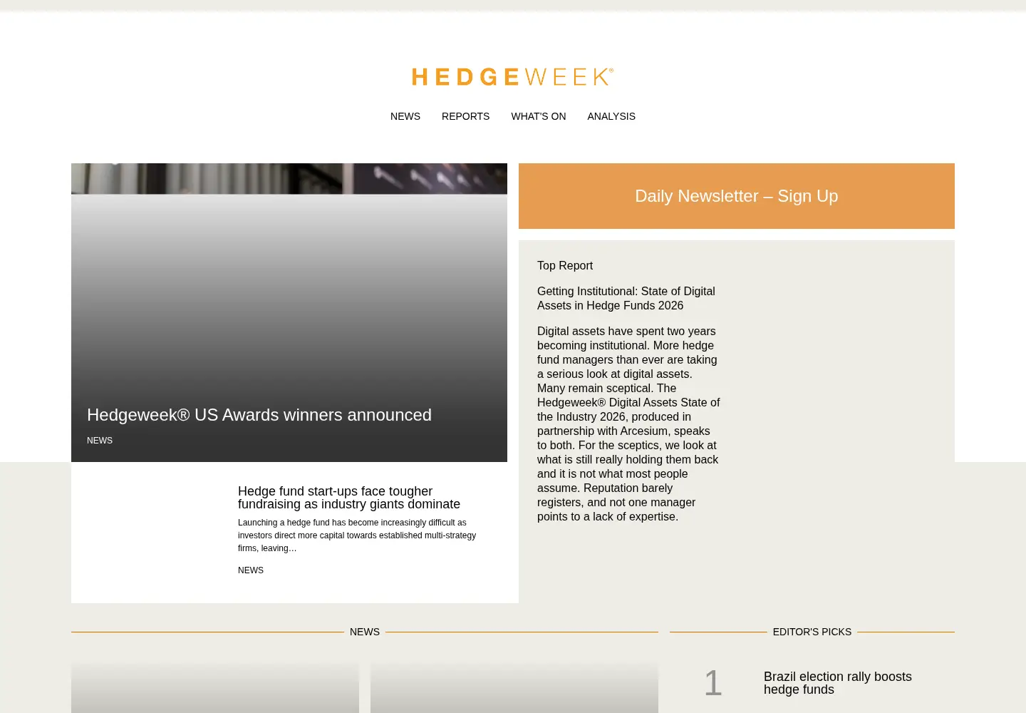 Captured homepage of hedgeweek.com in the current scan