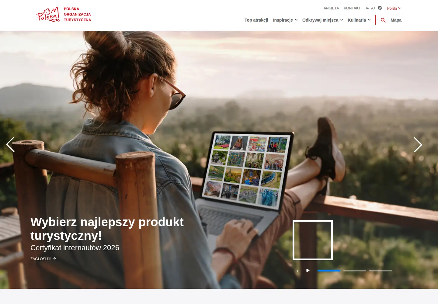 Captured homepage of polska.travel in the current scan