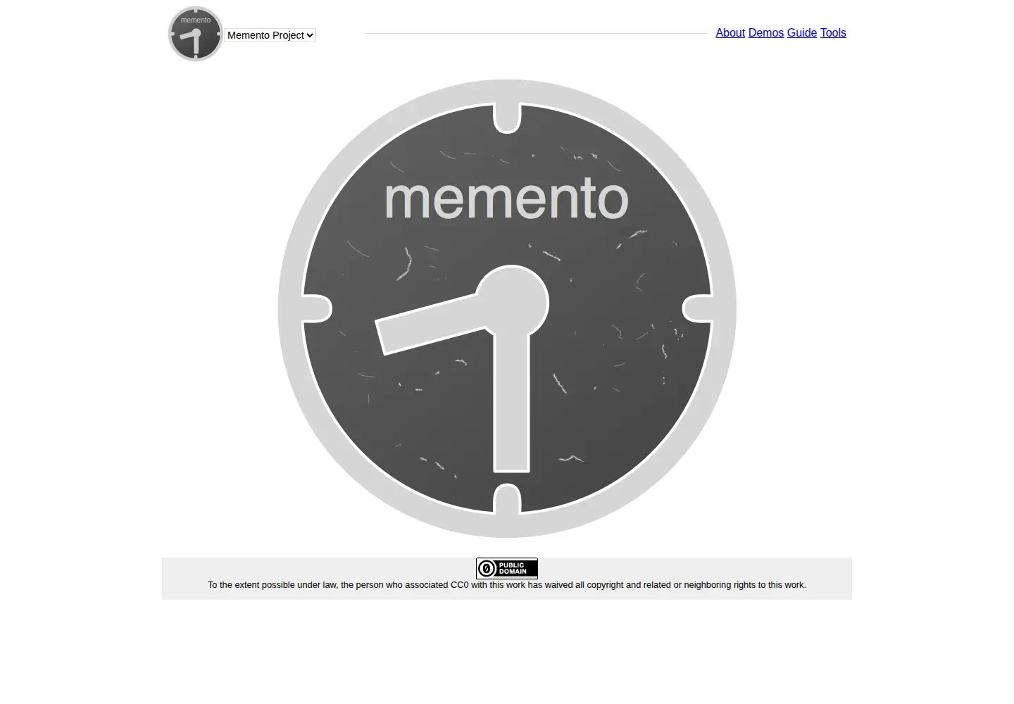 Captured homepage of mementoweb.org in the current scan