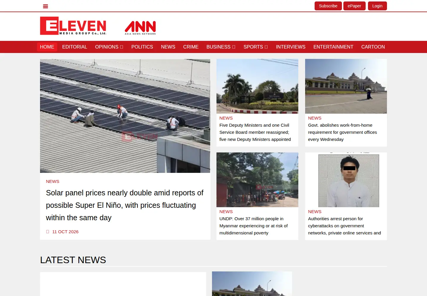 Screenshot of elevenmyanmar.com