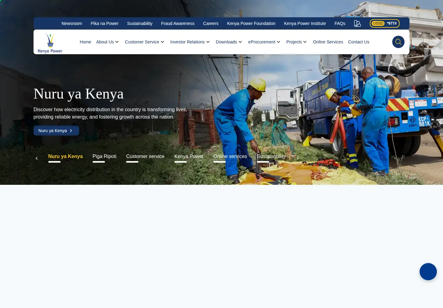 Captured homepage of kplc.co.ke in the current scan