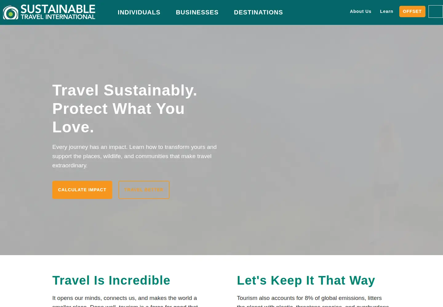 Captured homepage of sustainabletravel.org in the current scan
