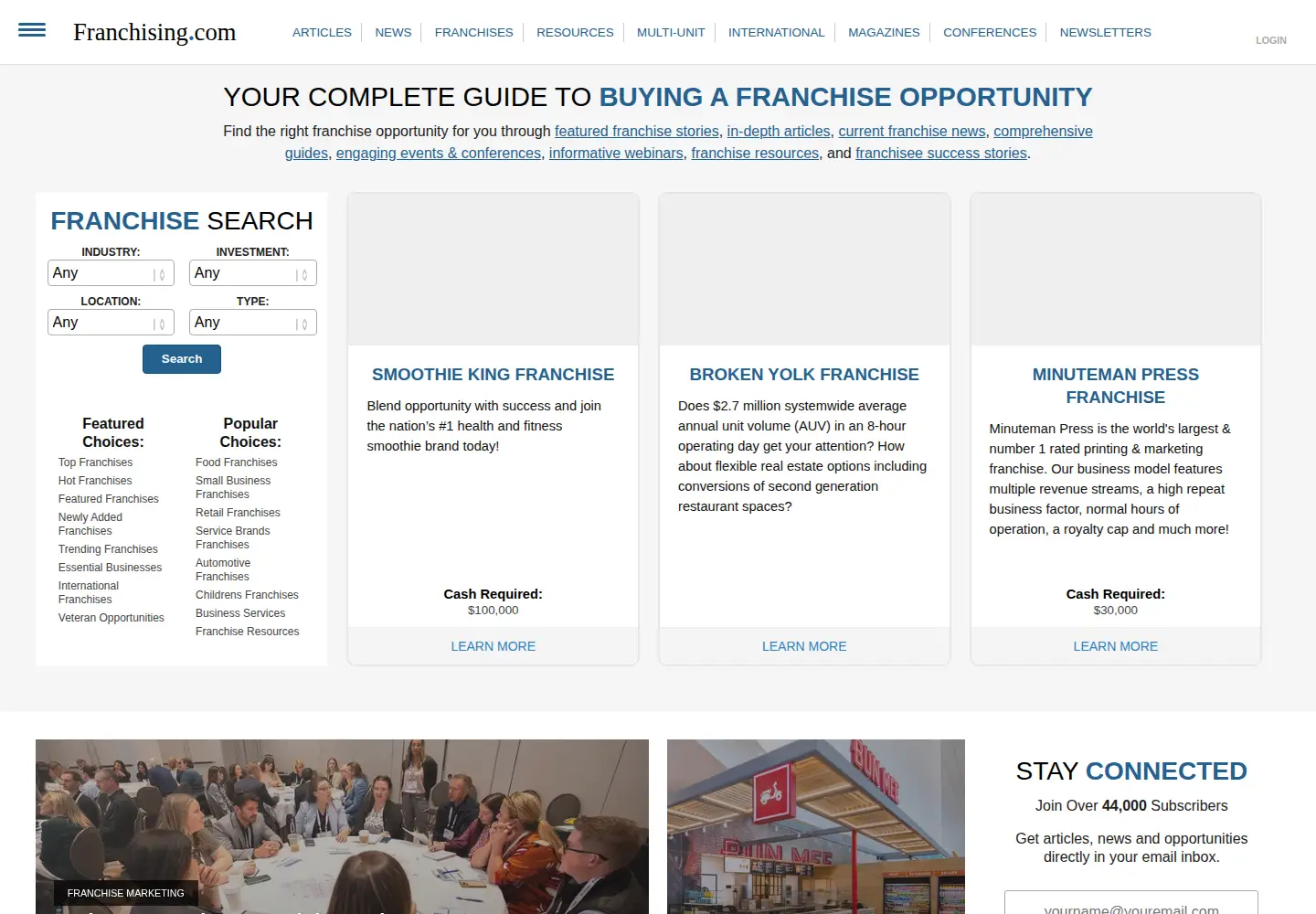 Screenshot of franchising.com