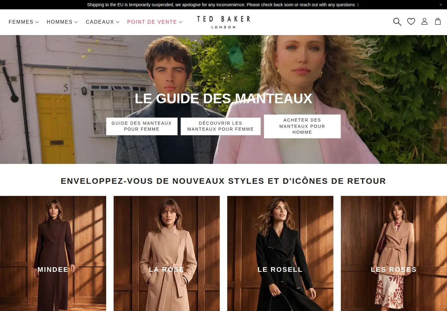 Captured homepage of tedbaker.com in the current scan