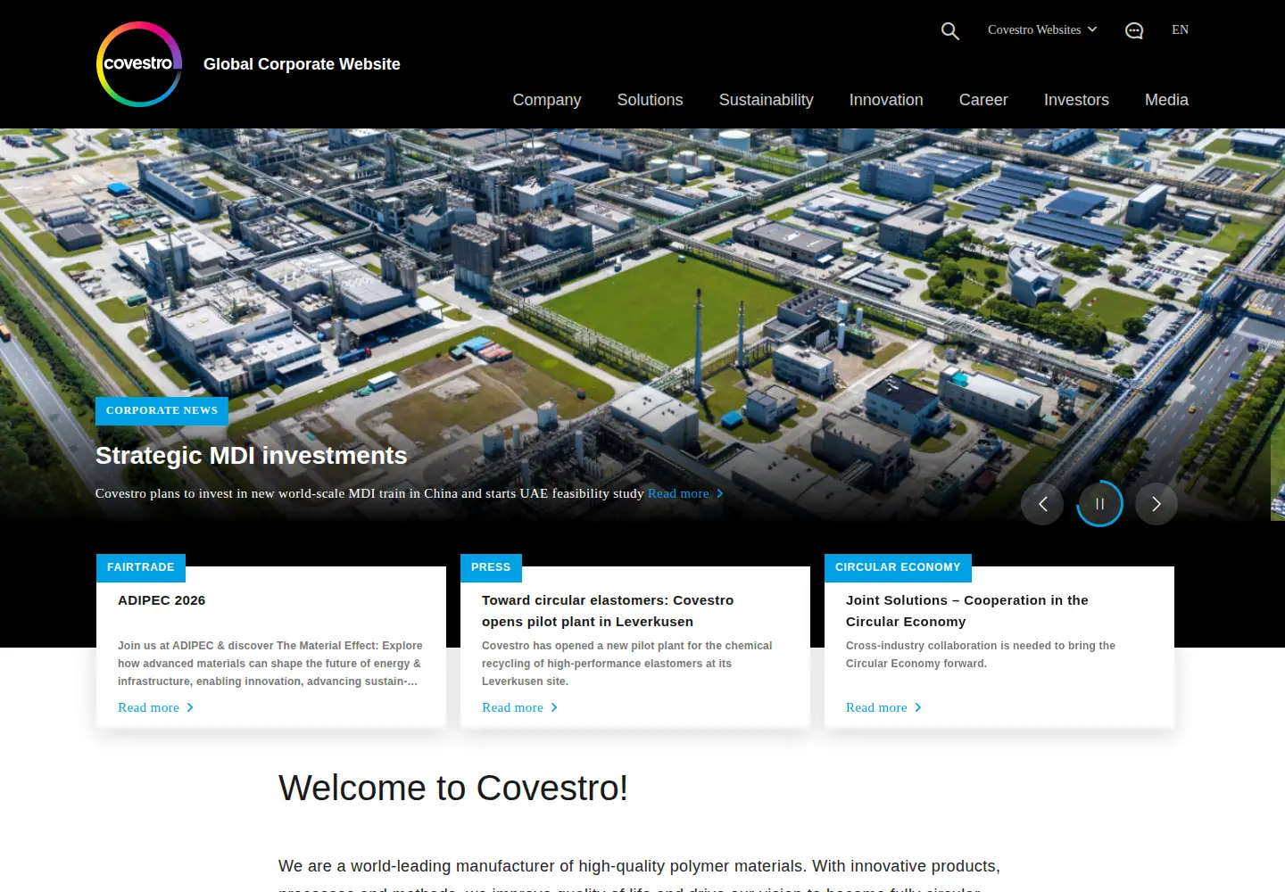 Screenshot of covestro.com
