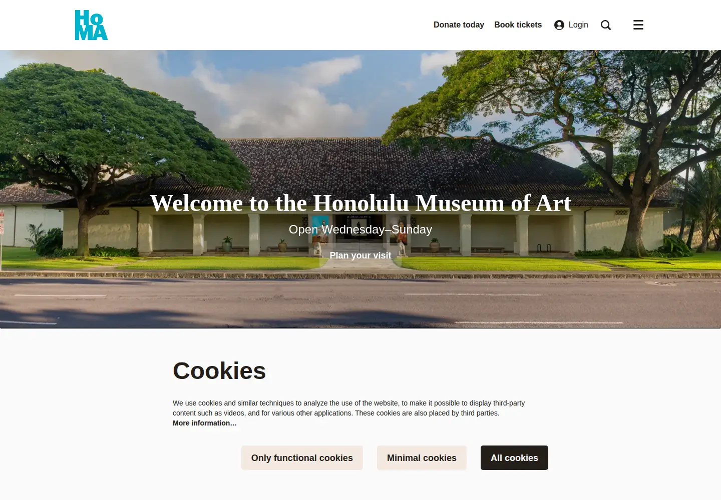 Captured homepage of honolulumuseum.org in the current scan