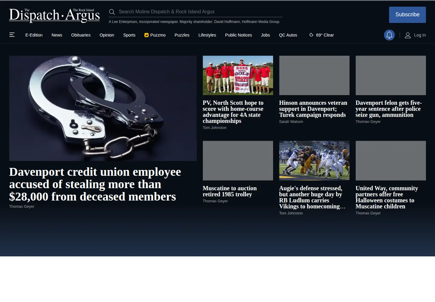 Captured homepage of qconline.com in the current scan