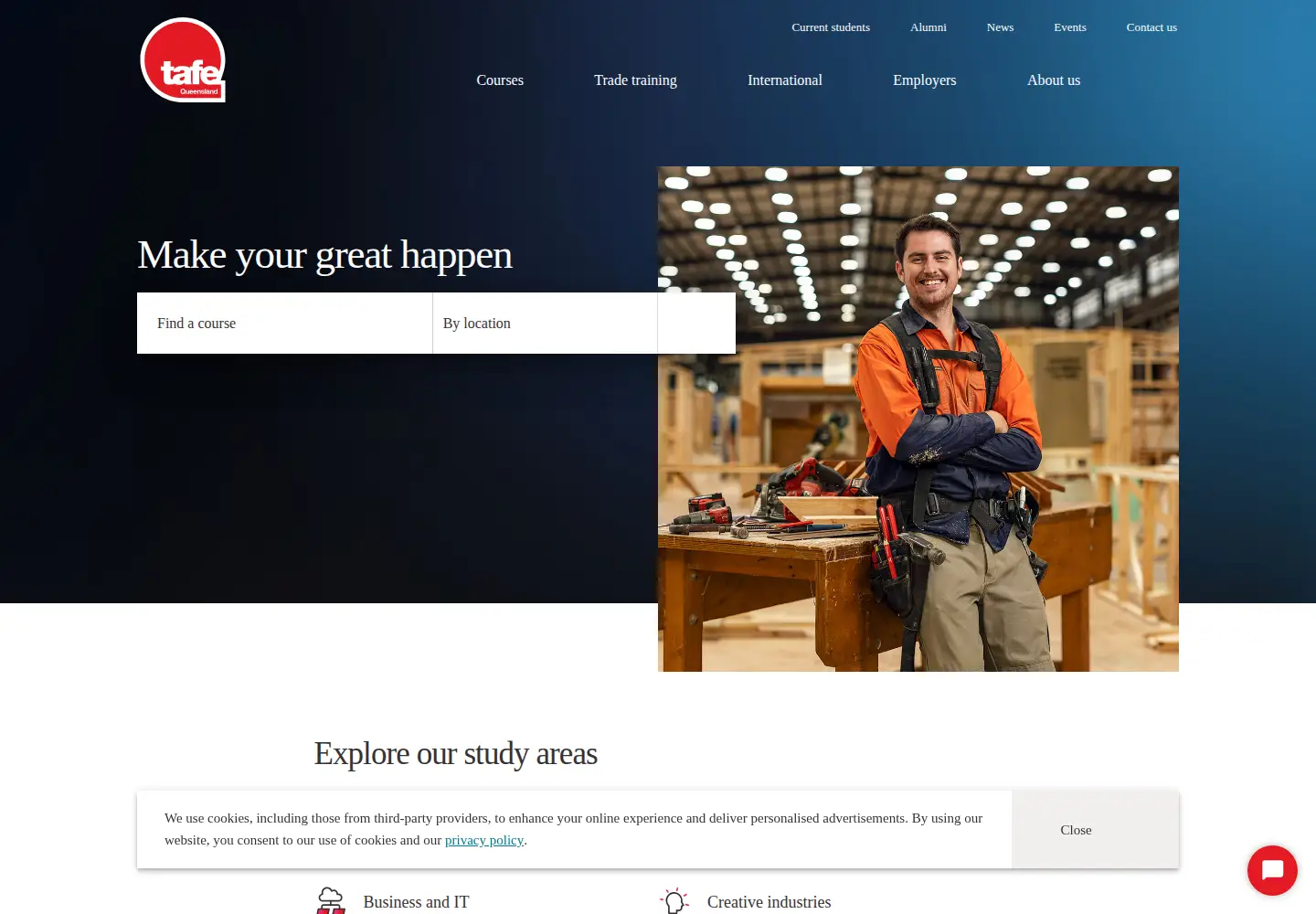 Screenshot of tafeqld.edu.au