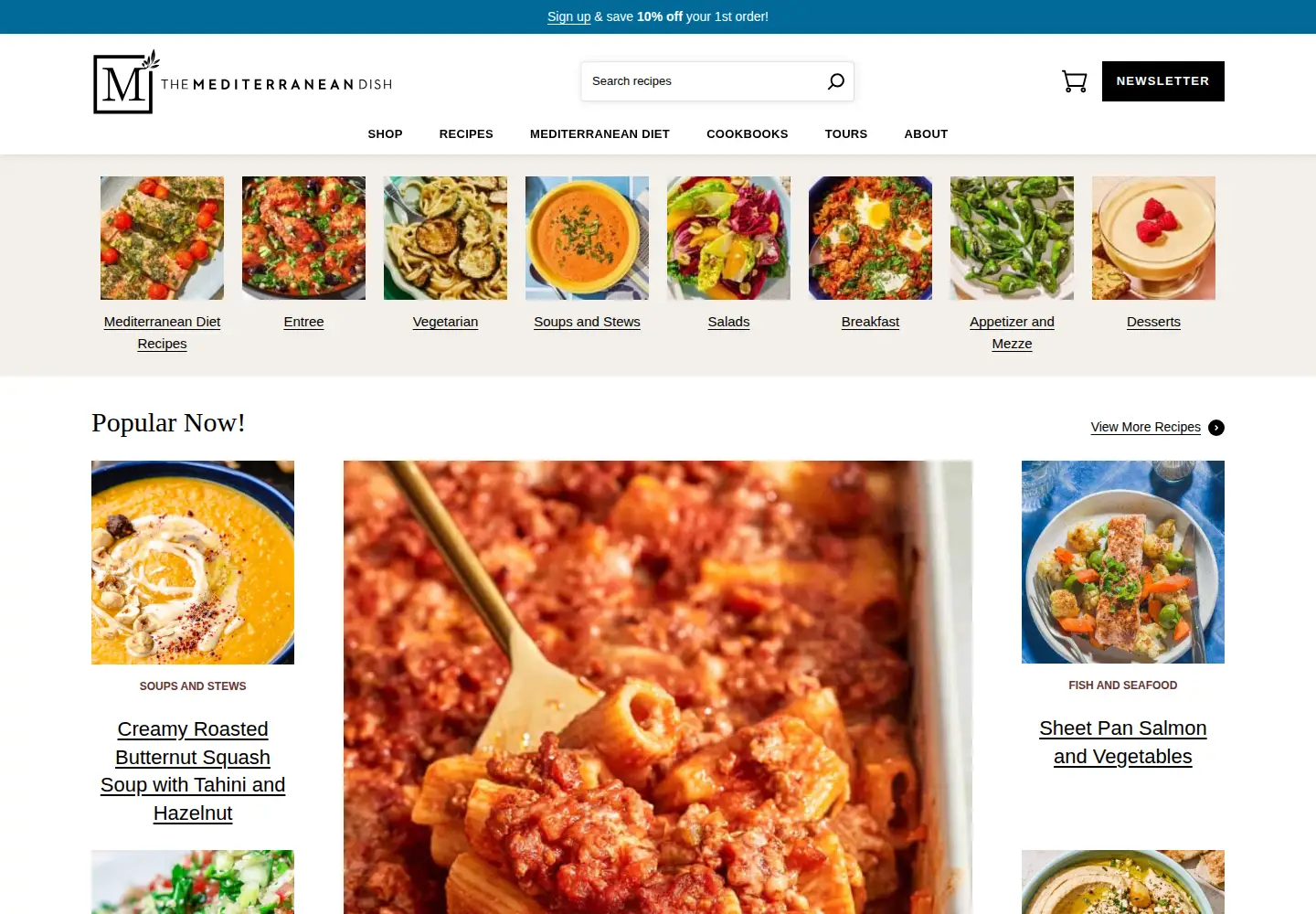 Captured homepage of themediterraneandish.com in the current scan