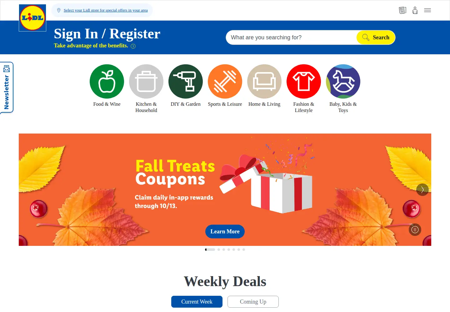 Screenshot of lidl.com