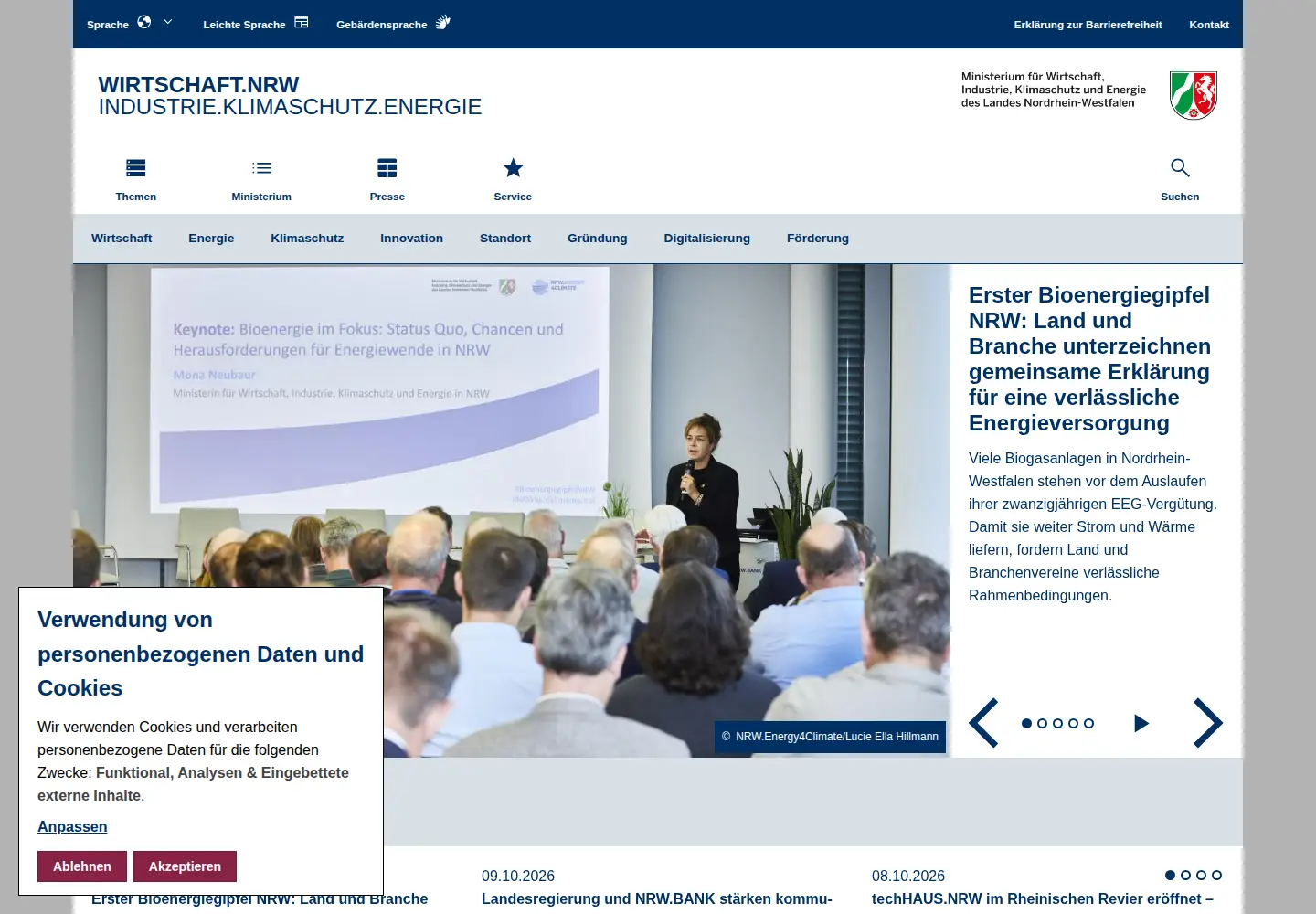 Screenshot of wirtschaft.nrw