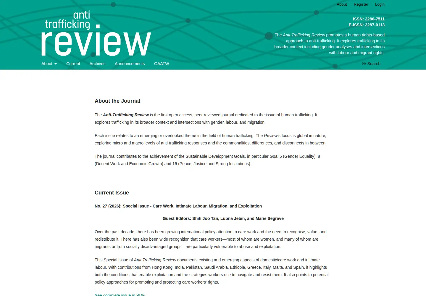 Captured homepage of antitraffickingreview.org in the current scan