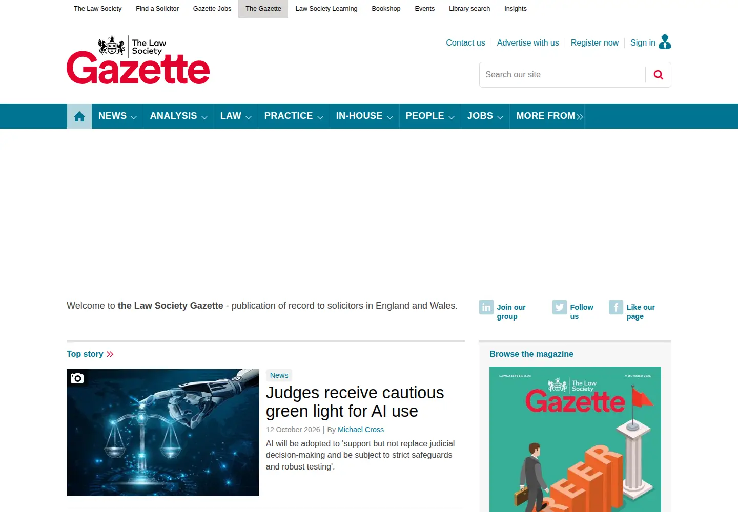 Screenshot of lawgazette.co.uk