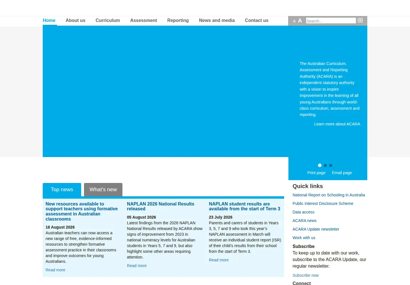 Screenshot of acara.edu.au