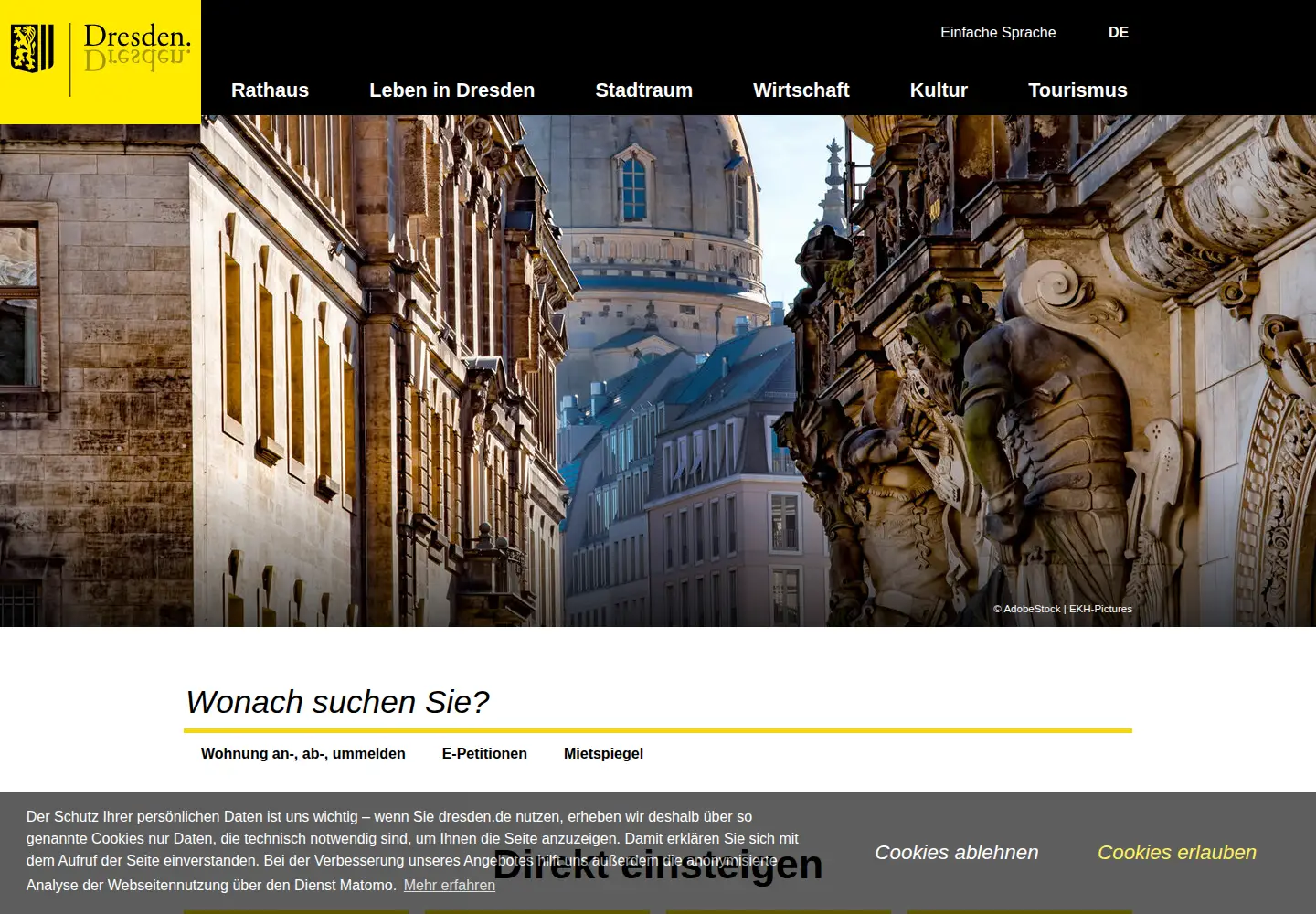 Captured homepage of dresden.de in the current scan