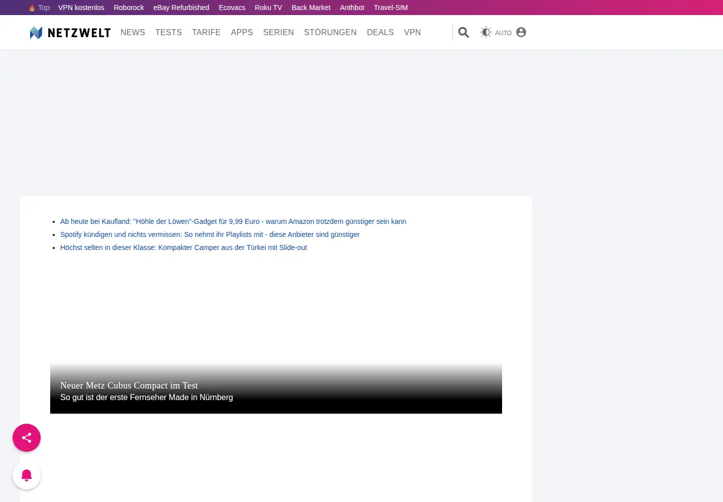 Screenshot of netzwelt.de
