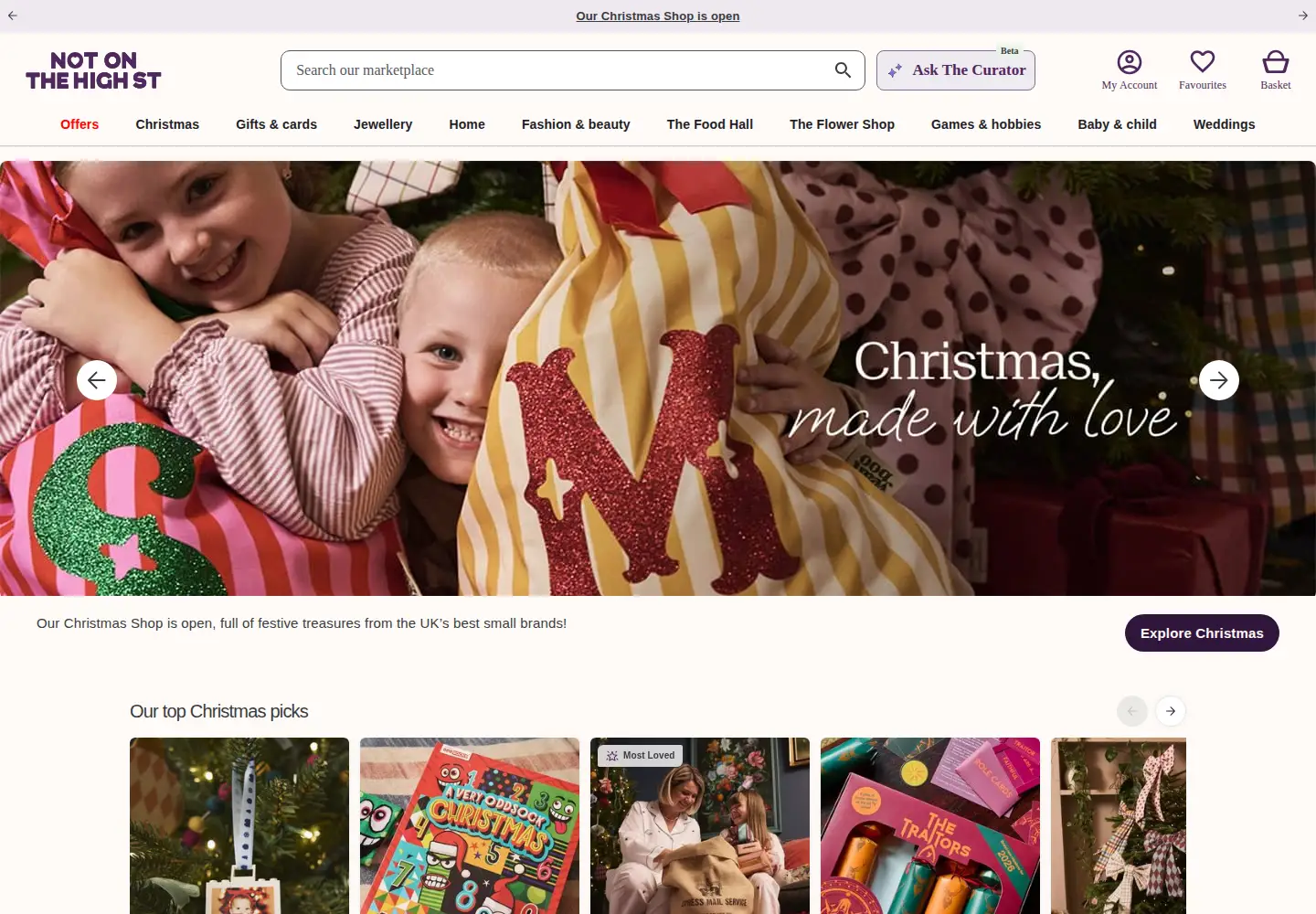 Screenshot of notonthehighstreet.com