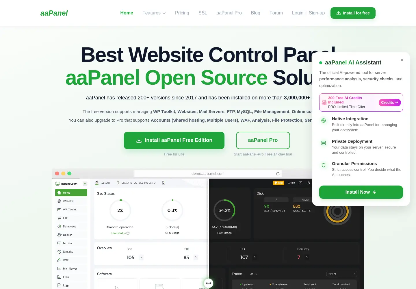 Screenshot of aapanel.com