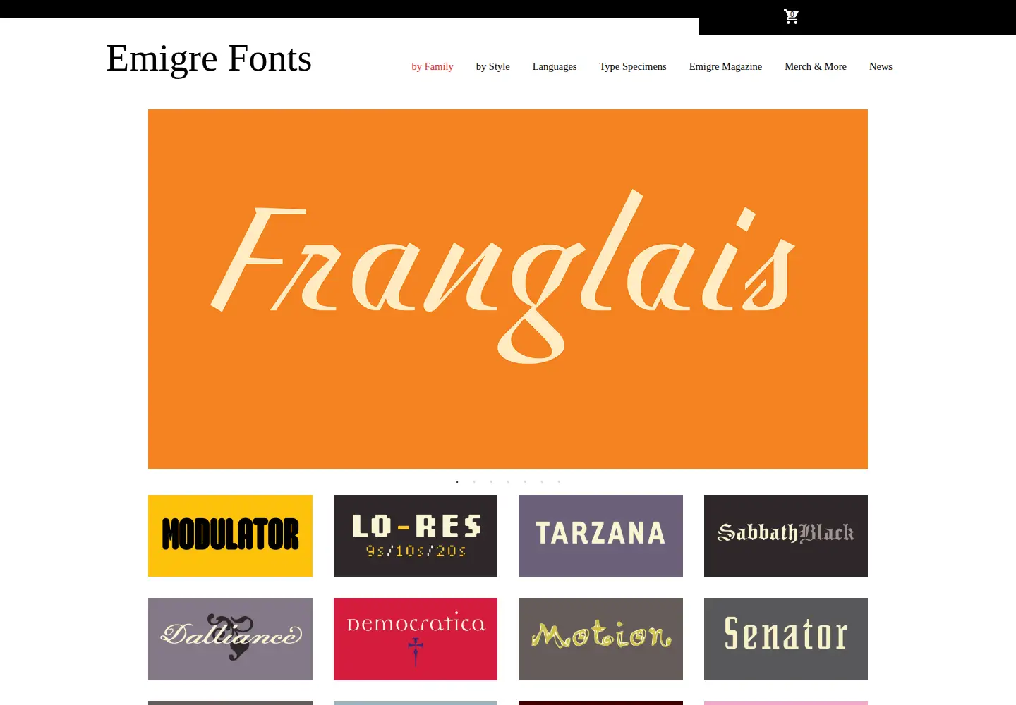 Captured homepage of emigre.com in the current scan